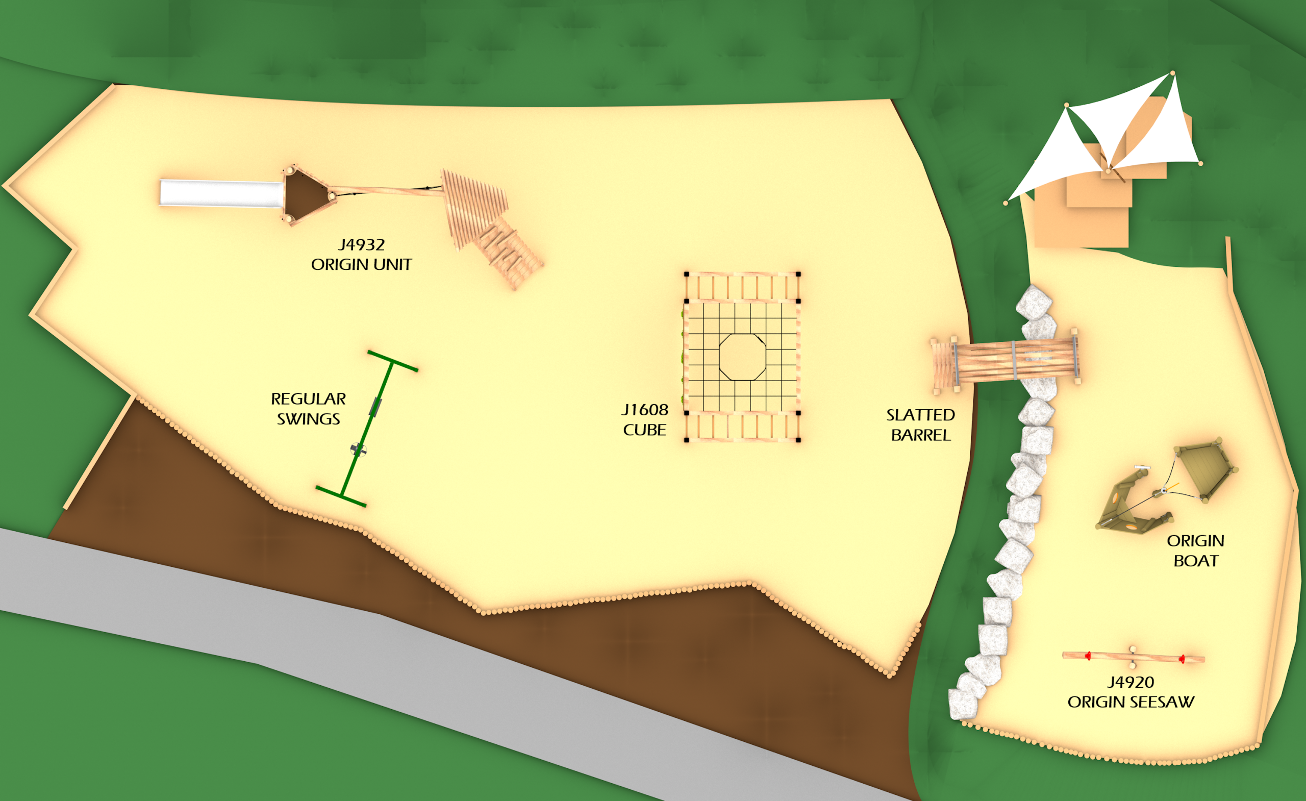 Kotuku Park playground - option 2 image of the park layout.