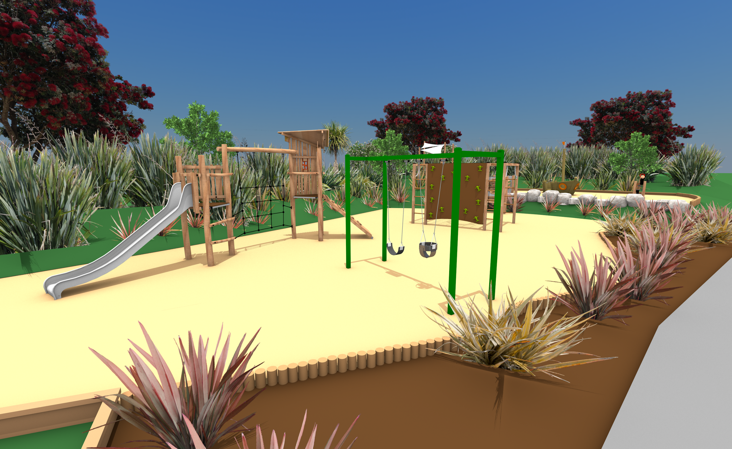 Kotuku Park playground - option 2 image of the slide and more