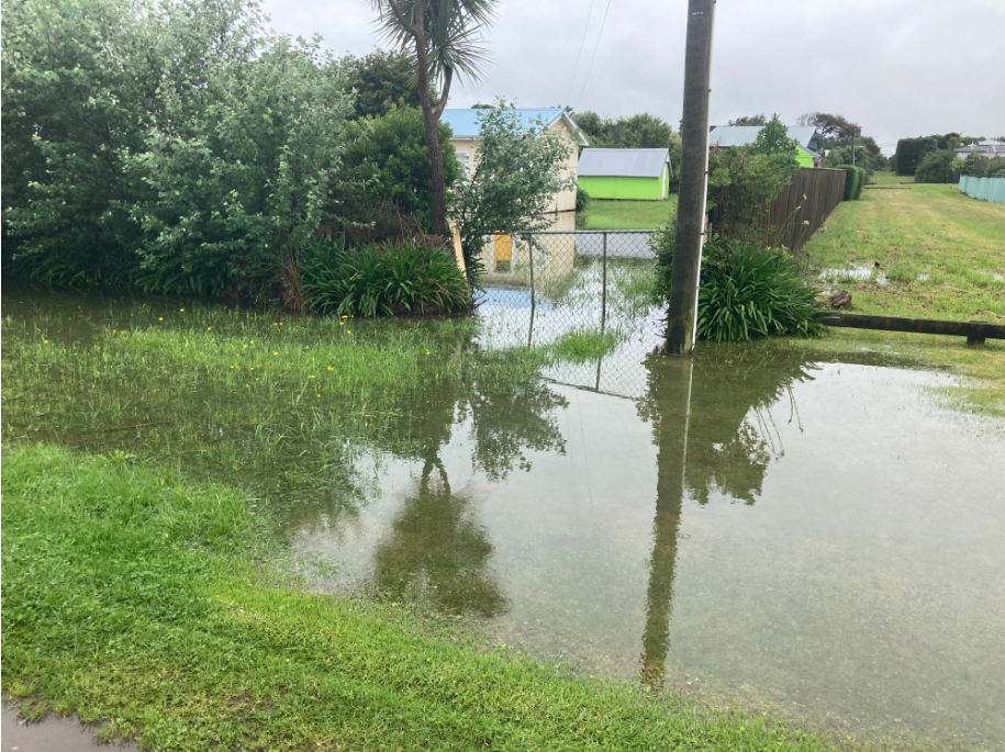 Local flooding outside a property in Kāpiti