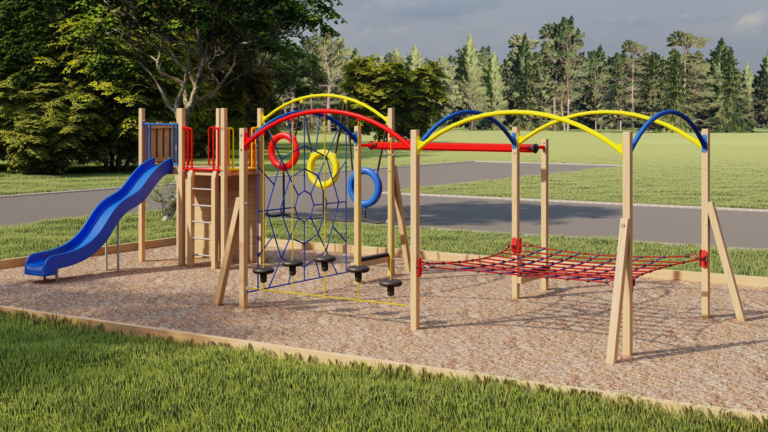 Matai Road Reserve playground - option 1 image of entire concept.