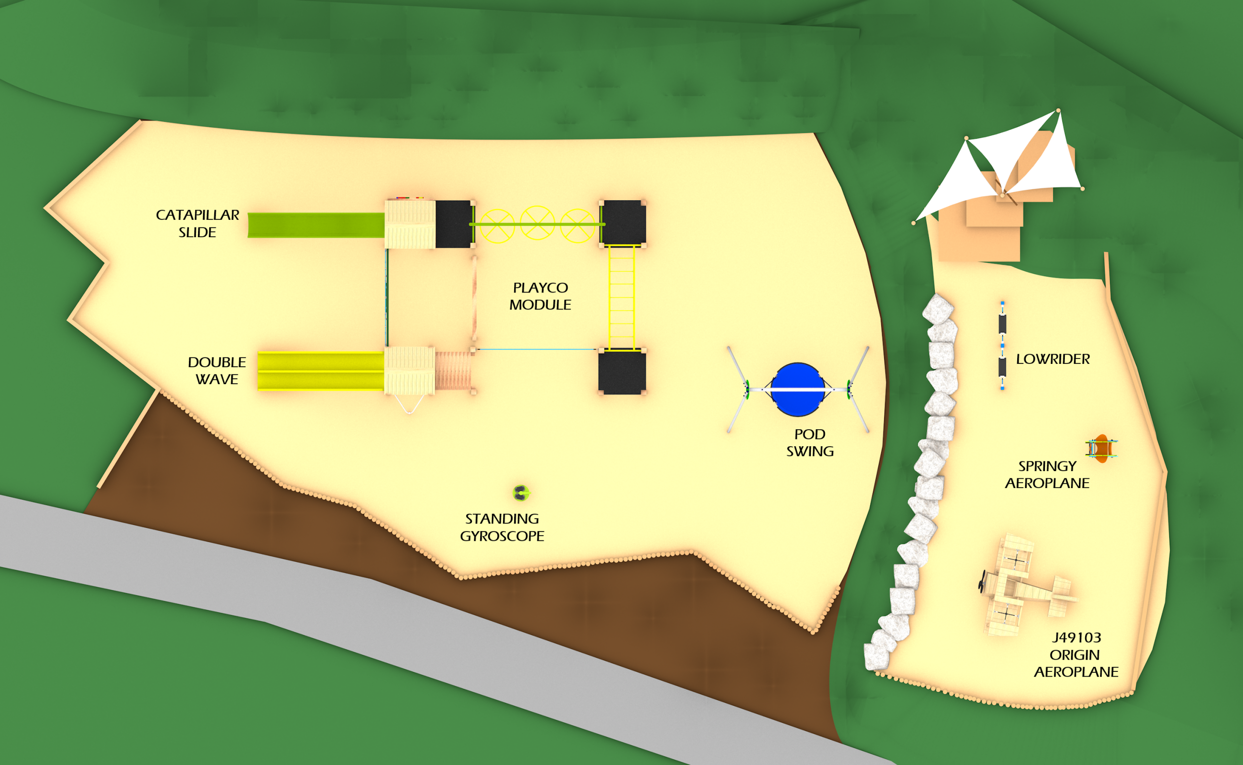 Kotuku Park playground - option 1 image of the park layout.